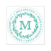 手描きリースモノグラムラウンド差出人住所 セルフインキングスタンプ (デザイン)