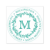 手描きリースモノグラムラウンド差出人住所