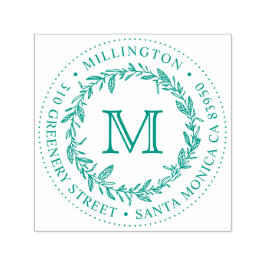 手描きリースモノグラムラウンド差出人住所 セルフインキングスタンプ