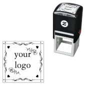 手描きリースモノグラム正方形フローラ花h セルフインキングスタンプ (インサイチュ)