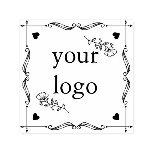 手描きリースモノグラム正方形フローラ花h セルフインキングスタンプ (デザイン)