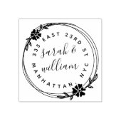 手描きリース結婚したカップル差出人住所 ラバースタンプ (インプリント)