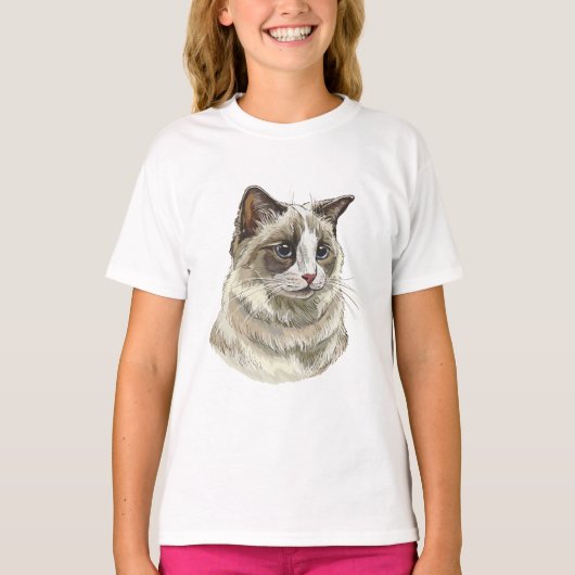 手描きルフィーラグドール猫 Tシャツ (正面)
