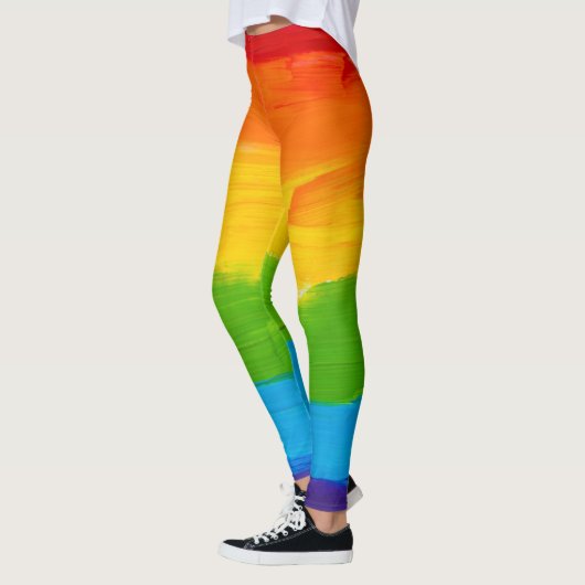 手描きレインボーレギンスカラフル- 芸術的 レギンス (左)