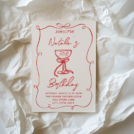 手描きレッドボウマルチニ30th 50th 40th誕生日 招待状