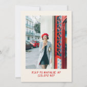 手描きレッドボウマルティーニ30thフォト誕生日 招待状 (裏面)