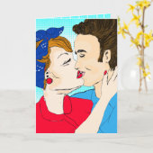 手描きレトロアート カップル カード (黄色い花)