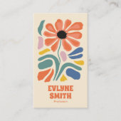 手描きレトロカラフルQRコードボホシックフローラ 名刺 (正面)