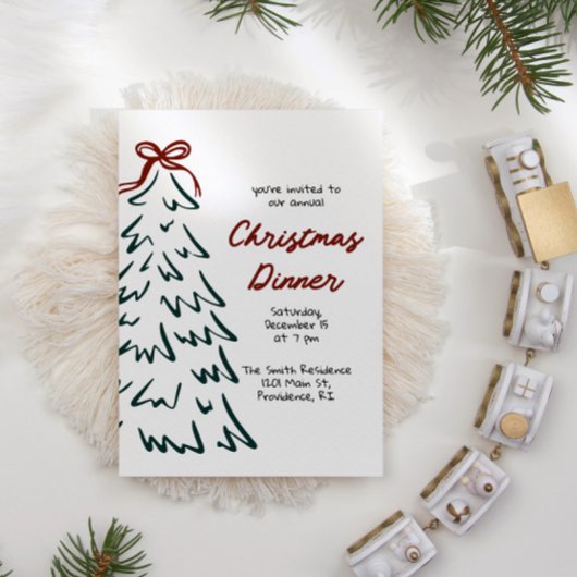 手描きレトロクリスマスホリデーパーティーの招待状 シーズンカード