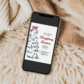 手描きレトロクリスマスホリデーパーティーの招待状 シーズンカード