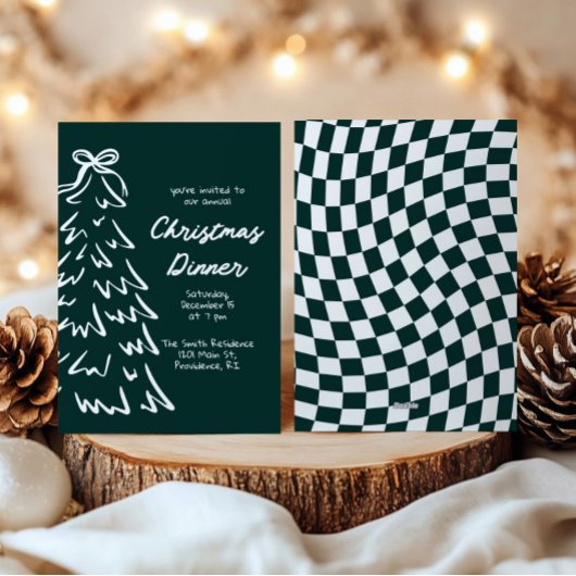 手描きレトロクリスマスホリデーパーティーの招待状 シーズンカード