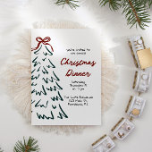 手描きレトロクリスマスホリデーパーティー招待状 シーズンカード