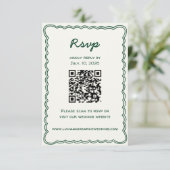 手描きレトログリーン手書きRSVPカード 出欠カード (スタンド正面)