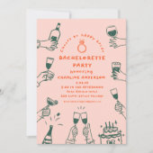 手描きレトロコンテンポラリーバチェロレッテ部品 招待状 (正面)
