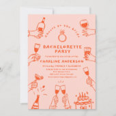 手描きレトロコンテンポラリーバチェロレッテ部品 招待状 (正面)