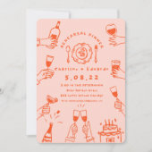 手描きレトロコンテンポラリーリハーサルディナー 招待状 (正面)