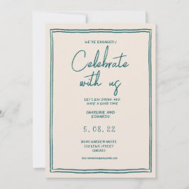 手描きレトロコンテンポラリー婚約 招待状