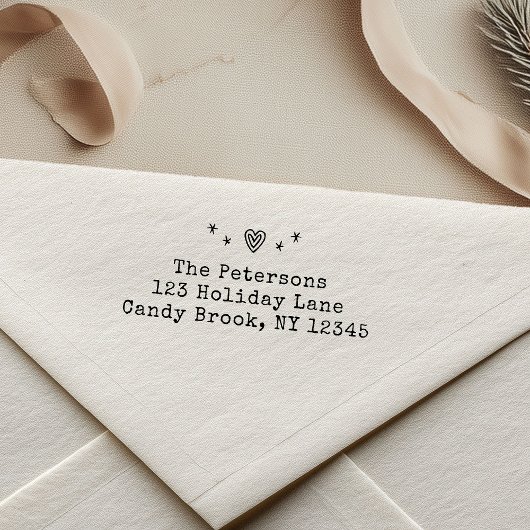 手描きレトロハートスタークリスマスファミリー セルフインキングスタンプ