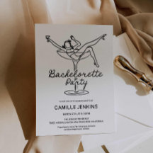 手描きレトロバチェロレッテ招待状
