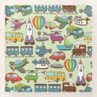 手描きレトロ子ども玩具アニメ ガラスコースター