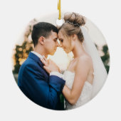 手描きレトロ結婚式カー「Just Married」写真 セラミックオーナメント (裏面)