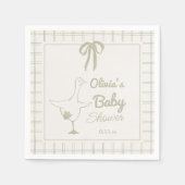 手描きレトロ間抜けグースリボン赤ちゃんシャワー スタンダードカクテルナプキン (正面)