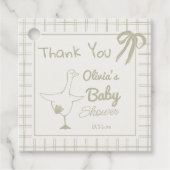 手描きレトロ間抜けグースリボン赤ちゃんシャワー フェイバータグ (正面)