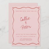 手描きレトロ ミニマル モノクロ結婚式 招待状 (正面/裏面)