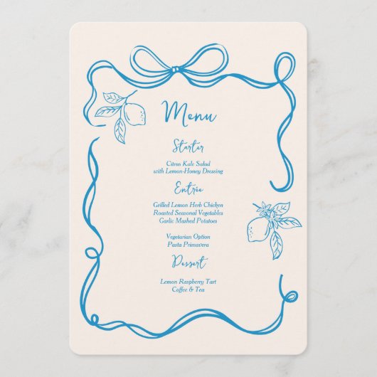 手描きレモイタリアンン結婚ズフラット メニュー (正面)