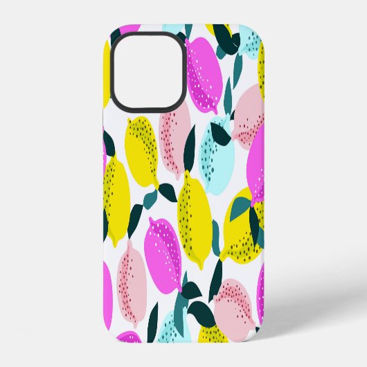 手描きレモンのヴィンテージ柄 iPhoneケース (裏面)