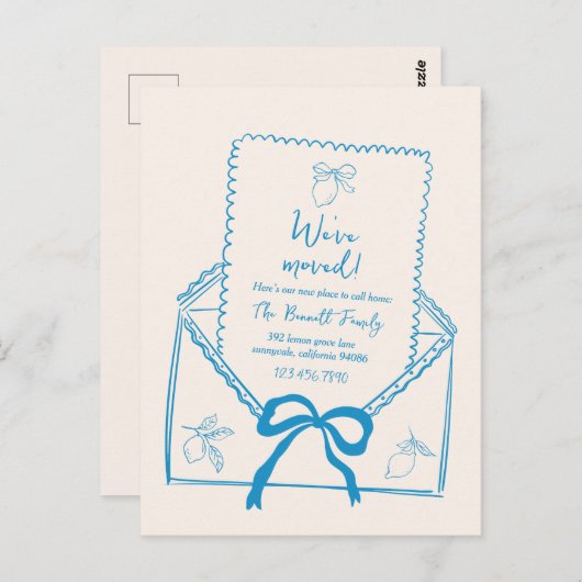 手描きレモンの動きのお知らせポストカード ポストカード (正面/裏面)