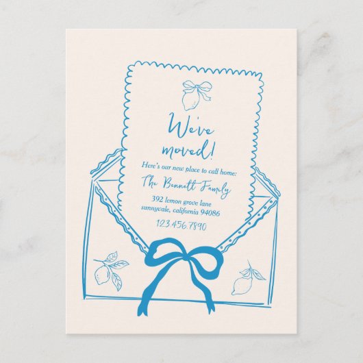 手描きレモンの動きのお知らせポストカード ポストカード (正面)