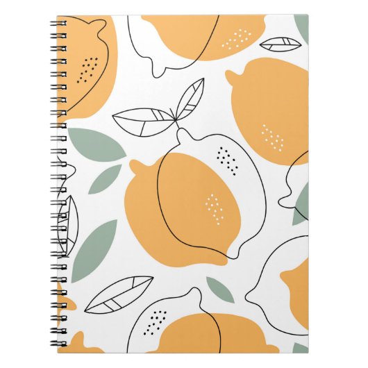 手描きレモンの背景。継ぎ目のないパターン ノートブック (正面)