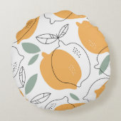 手描きレモンの背景。継ぎ目のないパターン ラウンドクッション (裏面)