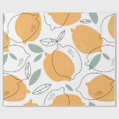 手描きレモンの背景。継ぎ目のないパターン ラッピングペーパー (フラット)
