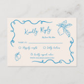 手描きレモンウェディングRSVP エンクロージャーカード (正面)