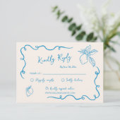 手描きレモンウェディングRSVP エンクロージャーカード (スタンド正面)