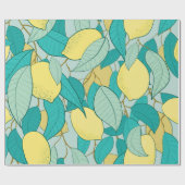 手描きレモンガーデンのシームレスなパターン ラッピングペーパー (フラット)