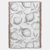 手描きレモンパターン スローブランケット (正面縦)