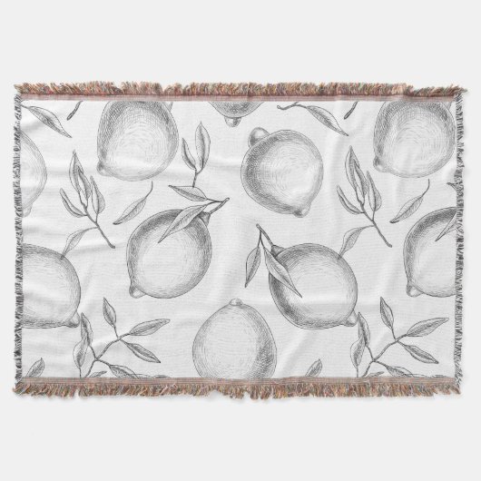 手描きレモンパターン スローブランケット (正面)