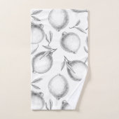 手描きレモンパターン バスタオルセット (ハンドタオル)