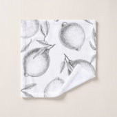 手描きレモンパターン バスタオルセット (ウォッシュタオル)