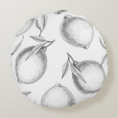 手描きレモンパターン ラウンドクッション (裏面)