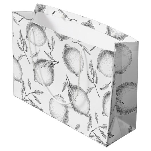 手描きレモンパターン ラージペーパーバッグ (裏面アングル)