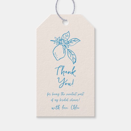 手描きレモンブライダルシャワーメッセージカード ギフトタグ (正面)