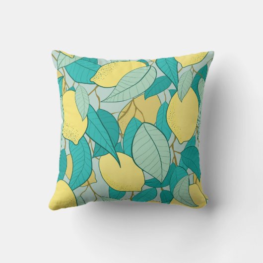 手描きレモン園のシームレスな模様 クッション (裏面)