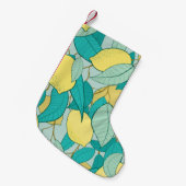 手描きレモン園のシームレスな模様 スモールクリスマスストッキング (正面 (吊り時))