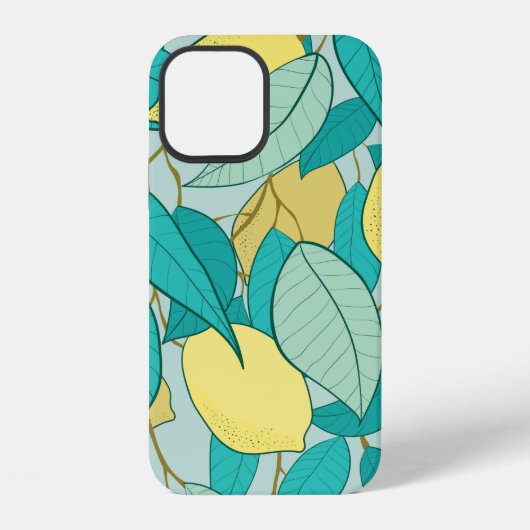 手描きレモン園のシームレスな模様 iPhoneケース (裏面)