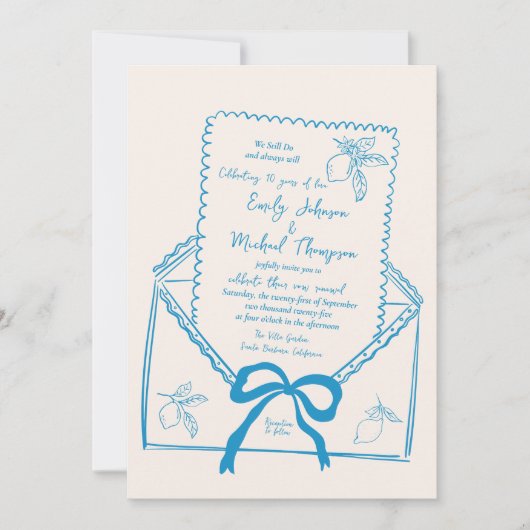 手描きレモン我々はまだ誓いの更新をする 招待状 (正面)