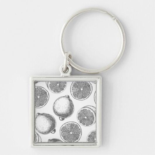 手描きレモン模様 キーホルダー (正面)